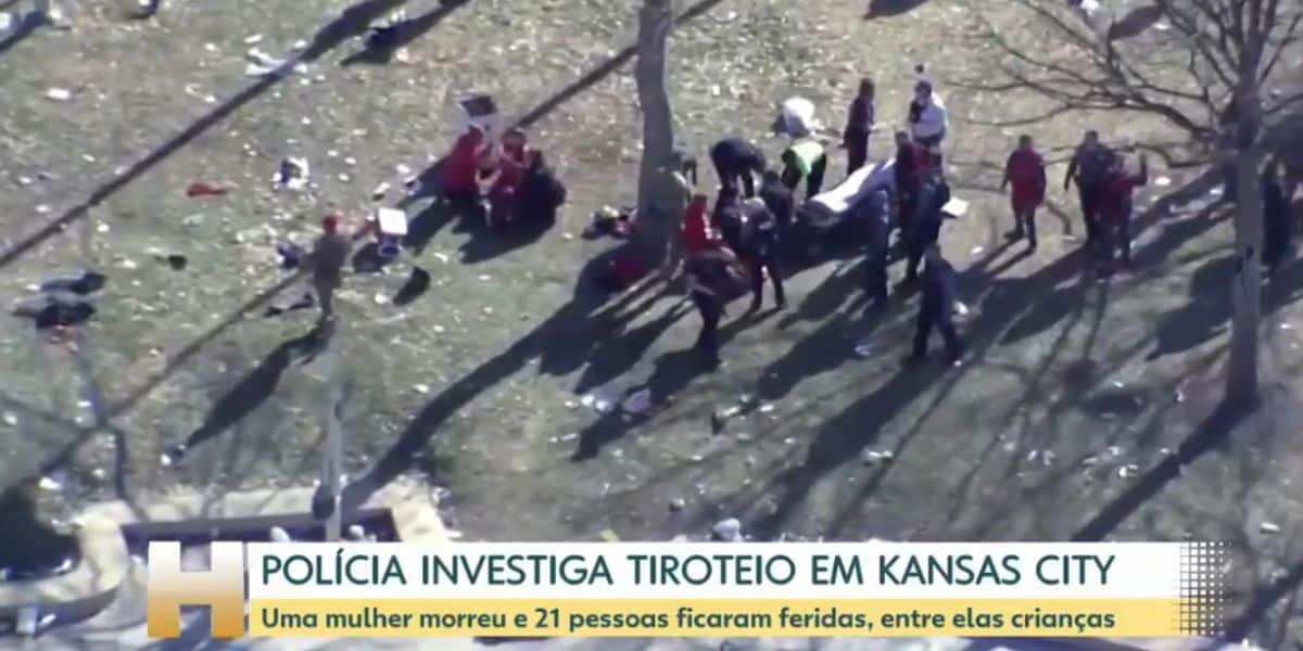 Tiroteio em Kansas City nos Estados Unidos (Foto: Reprodução / Globo)