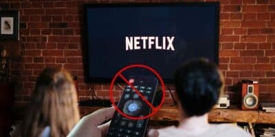 Tv com Netflix e proibição da empresa - Montagem TVFOCO