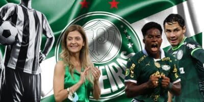 Veiga, Endrick, Leila e bandeira do Palmeiras - Foto Reprodução Internet