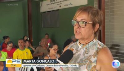 Marta Gonçalo, gerente do Cadastro Único de Olinda, em reportagem do jornal da Globo (Foto: Reprodução / Globoplay)