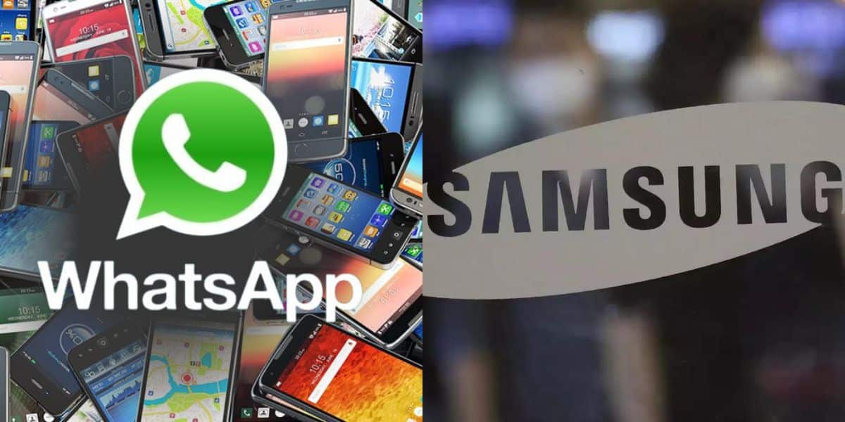 Logo do WhatsApp e da Samsung e celulares (Foto: Reprodução / Canaltech / Montagem TV Foco)