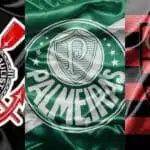 Escudos Corinthians, Palmeiras, Flamengo - (Foto: Montagem TV Foco)