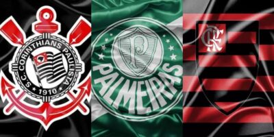 Escudos Corinthians, Palmeiras, Flamengo - (Foto: Montagem TV Foco)