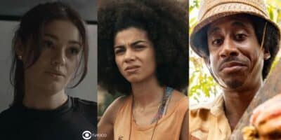 Eliana, Zinha e Jupará em cenas de Renascer (Foto: Reprodução / Globo / Montagem TV Foco)