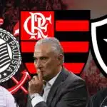 Escudos de Corinthians, Flamengo e Botafogo (Foto - Montagem TV Foco).