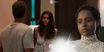 Zé Inocêncio, Mariana e Santinha em Renascer (Foto: Reprodução / Globo / Montagem TV Foco)