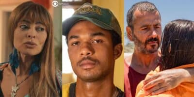 Jacutinga, João Pedro, Inocêncio e Mariana em cenas de Renascer (Foto: Reprodução / Globo)