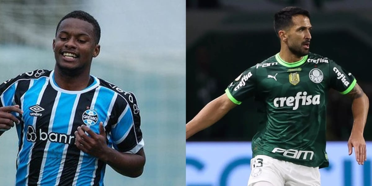 Jogadores Jardiel, do Grêmio e Lua, do Palmeiras - (Foto: Reprodução / Internet)