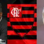 Landim, Marcos Braz e bandeira do Flamengo (Foto - Montagem TV Foco).