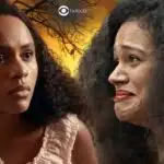 Santinha (Duda Santos) e Morena (Uiliana Lima) em Renascer (Foto: Reprodução / Globo / Montagem TV Foco)