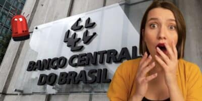 Alerta, Banco Central e mulher assustada (Fotos: Reproduções / Internet / Freepik)