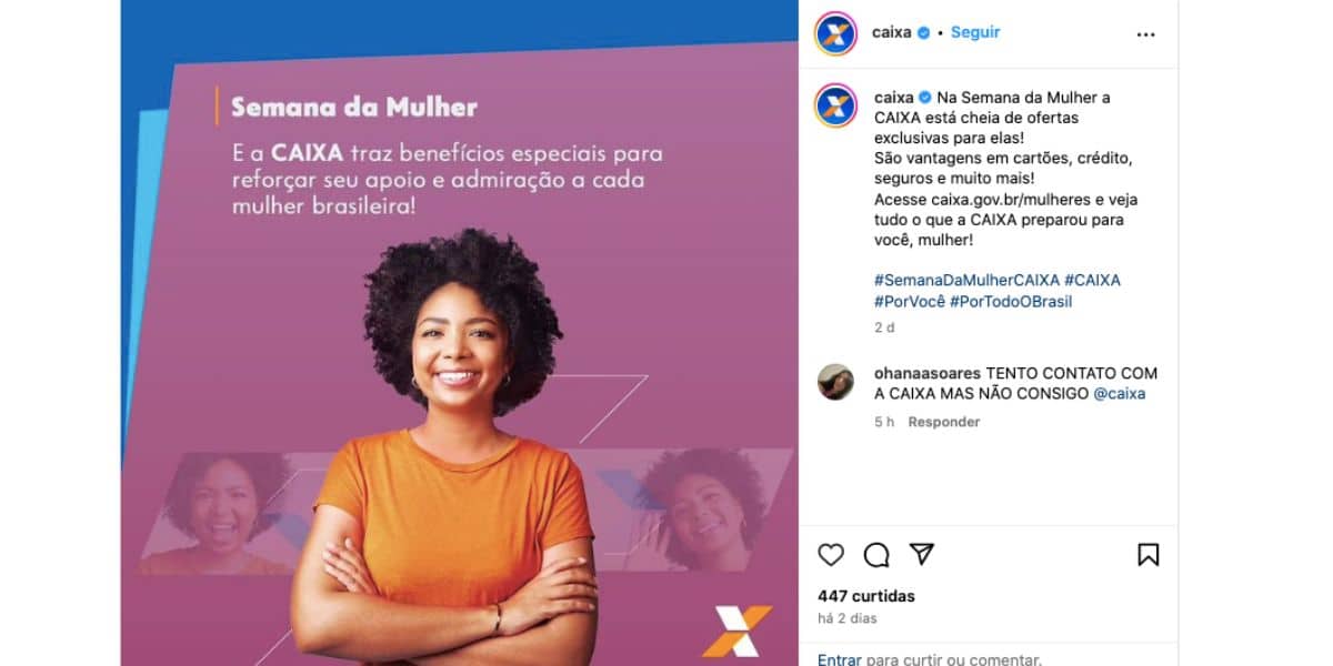 Anúncio da Caixa para mulheres (Foto: Reprodução / Instagram) 