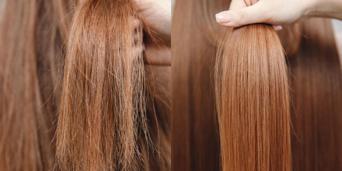 Cabelo com frizz e sem (Fotos: Reproduções / Canva)