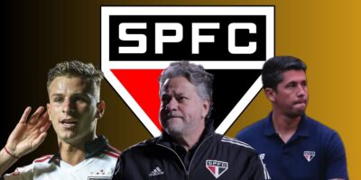 Casares, Galoppo, Carpini e escudo do São Paulo  (Foto - Montagem TV Foco).