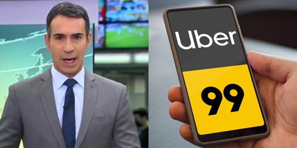 César Tralli no JH / Uber / 99 - Montagem TVFOCO