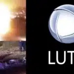 Explosão, destroços de avião e logo da Record com luto (Fotos: Reproduções / SafetyVid / Policia Metropolitana / Internet) 