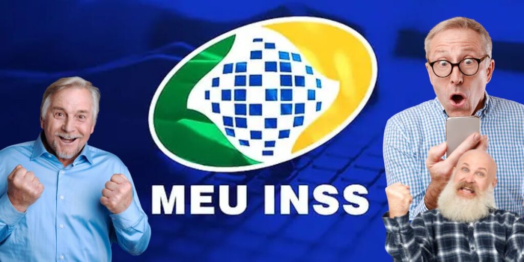 Idosos comemorando e logo do INSS - Montagem TVFOCO