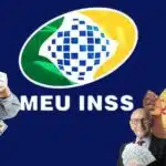 Logo do INSS e idosos aposentados com dinheiro - Montagem TVFOCO