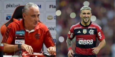 Tite e Arrascaeta, do Flamengo (Foto - Montagem TV Foco).