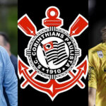 Augusto Melo, Cássio e escudo do Corinthians (Foto: Montagem TV Foco)