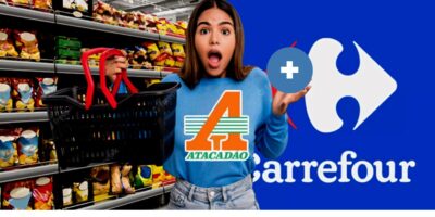 Rede gigantesca de supermercado acabou sendo engolida pelo Carrefour e demais bandeiras (Foto Reprodução/Montagem/Lennita/TV Foco/Logo.Net/Freepik)