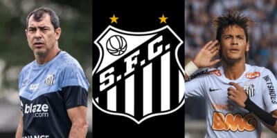 Carille, escudo do Santos e Neymar (Foto: Divulgação/ Gazeta Esportiva)