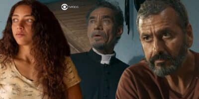 Joana, Padre Santo e José Inocêncio em Renascer (Foto: Reprodução / Globo / Montagem TV Foco)