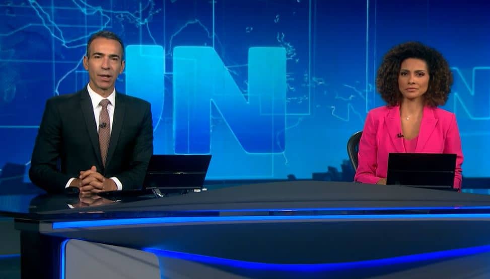 César Tralli e Aline Aguiar comandaram o Jornal Nacional (Foto: Reprodução/ Globo)