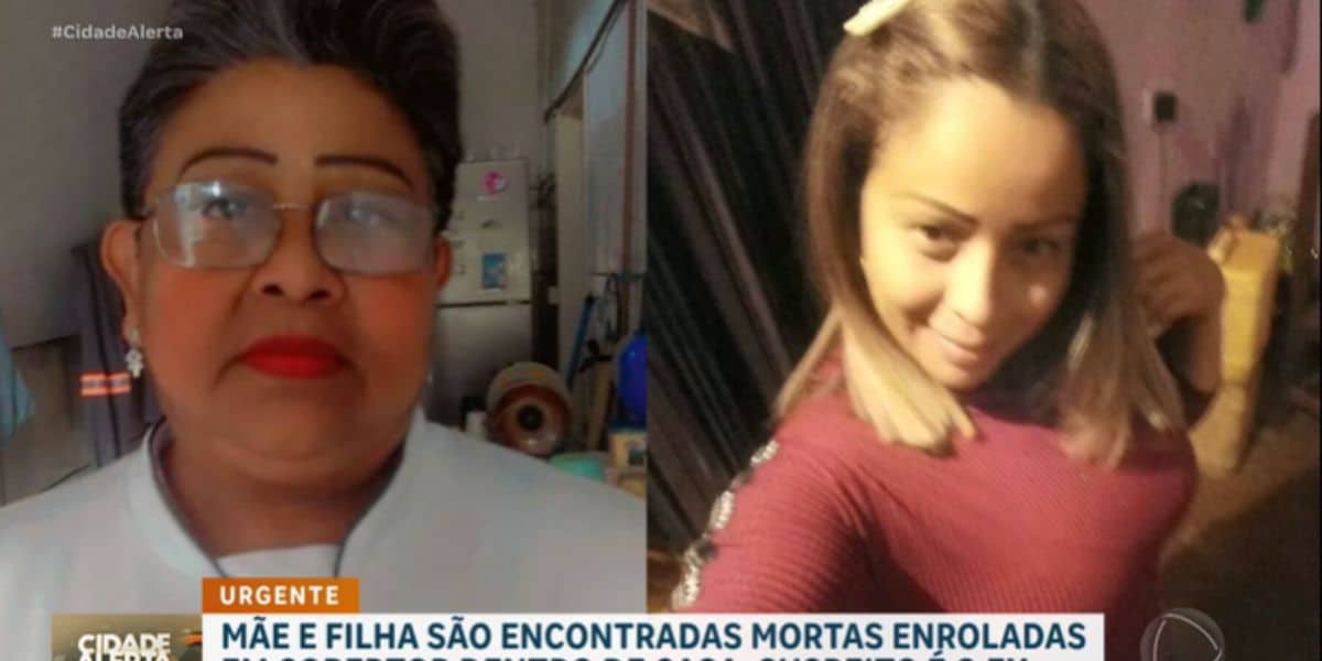 As duas vítimas do crime foram encontradas amarradas no cobertor (Reprodução: Record)