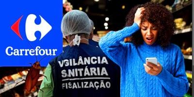 Unidade do Carrefour acabou sendo penalizada após constatação da Vigilância Sanitária (Foto Reprodução/Montagem/Lennita/VISA/ANVISA/Logo.net/Canva)