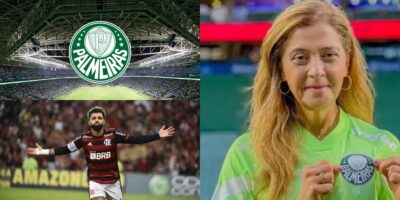 Leila Pereira faz anuncio sobre a chegada de Gabigol no Palmeiras - Montagem Tv Foco