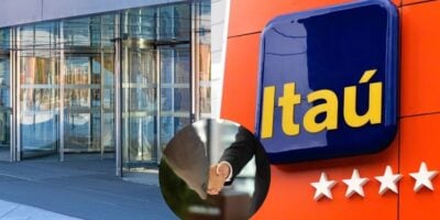 Porta de banco Canva / Logo do Itaú - Montagem TVFOCO