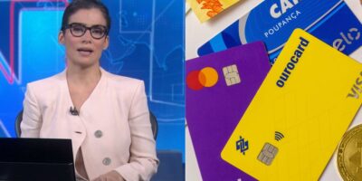 Renata Vasconcellos / Cartçoes da Caixa, Nubank e BB - Montagem TVFOCO