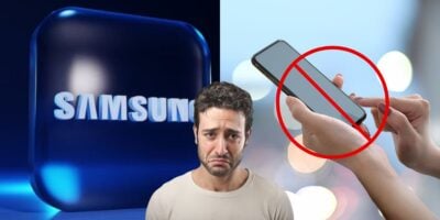 Logo da Samsung e pessoa triste - Foto Reprodução Internet