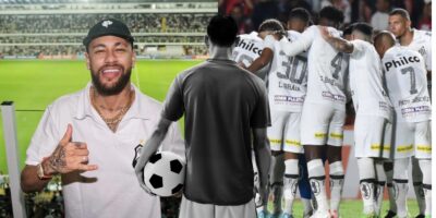 Santos com Neymar e jogador de futebol - Foto Reprodução Internet