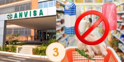 Fachada da Anvisa e leite, frango e sorvete em supermercado (Foto: Reprodução / Canva)