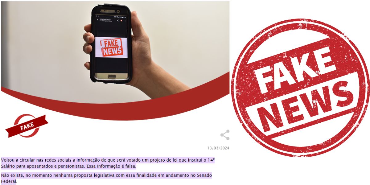 Comunicado do Senado expondo a Fake News(Reprodução: Internet)