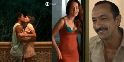 João Pedro, Mariana, Dona Patroa e Tião Galinha em Renascer (Foto: Reprodução / Globo / Montagem TV Foco)