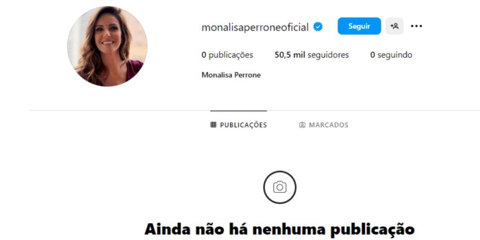 Monalisa Perrone excluiu todas as publicações de seu Instagram (Reprodução: Instagram)