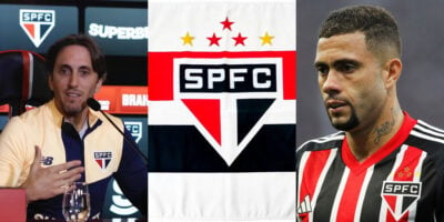 Zubeldía, escudo do São Paulo e Rato (Foto: Divulgação)