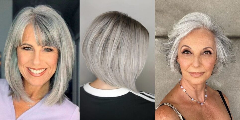 Cortes de cabelo chanel para assumir o grisalho e rejuvenescer (Reprodução/Montagem/Pinterest)