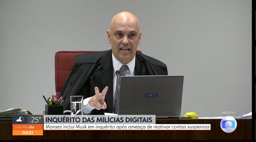 Ministro Alexandre de Moraes é o relator do Inquérito das Milícias (Foto Reprodução/Globoplay)