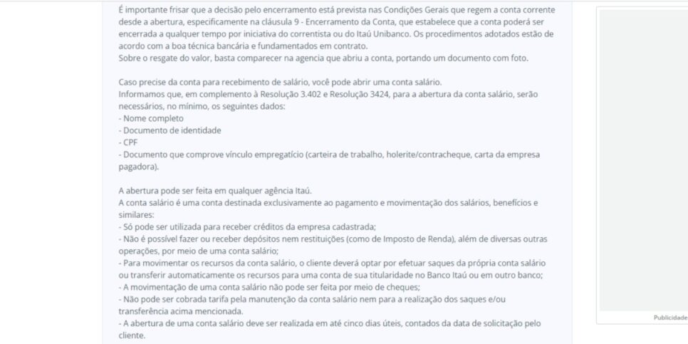 Alertas do Itaú sobre encerramento de contas (Foto: Reprodução/ Internet)