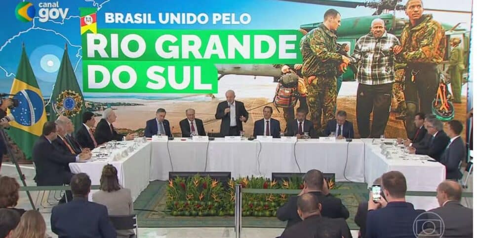 Anúncio de Lula sobre o Rio Grande do Sul (Foto: Reprodução / Globo)