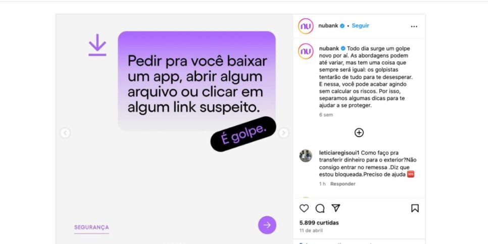 Comunicado Nubank (Foto: Reprodução / Instagram)