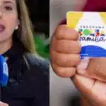 Jornalista da Record e pessoa com cartão do bolsa família - foto: TV Foco