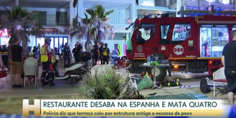 Bombeiros em restaurante (Foto: Reprodução / Globo)