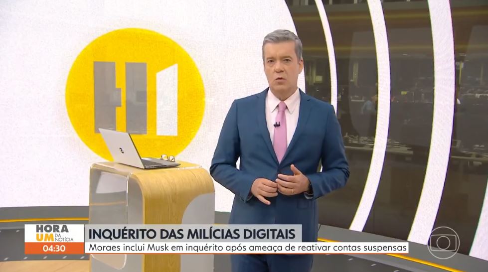 Roberto Kovalick na bancada do Hora 1, da Globo (Foto Reprodução/Globoplay)
