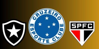 Escudos Cruzeiro, Botafogo e São Paulo (Foto - Montagem TV Foco).