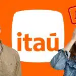 Logo do Itaú, imagem de alerta, homem triste e mulher assustada (Fotos: Reproduções / Freepik / Internet / Canva)